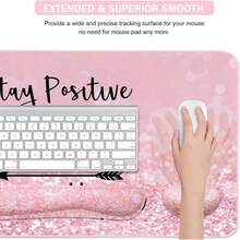 Large Mouse Pad Desk Dad, 4-In-1 Keyboard Wrist Rest Pad & Wrist Support Mouse Pad Set, Extended Desk Pad Waterproof Desk Home Office Study Game-Blue Marble - Màu hồng Hãy luôn tích cực - Xem 5