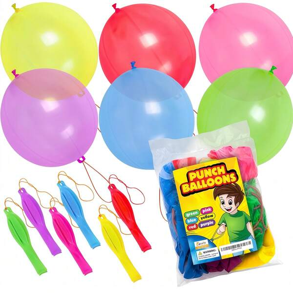 2/20/50/Pcs 18 Inch Hole Punch Balloons Thick Heavy Duty Hole Punch Balloons With Rubber Band Handle, Fun Bounce Balloons Birthday Party Decorations (Random Colors), Christmas