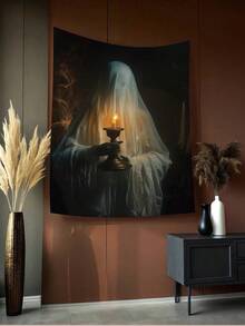 万圣节鬼魂挂毯系列南瓜灯黑暗城堡趣味鬼魂阅读万圣节横幅南瓜装饰秋季装饰挂毯墙艺术家居装饰