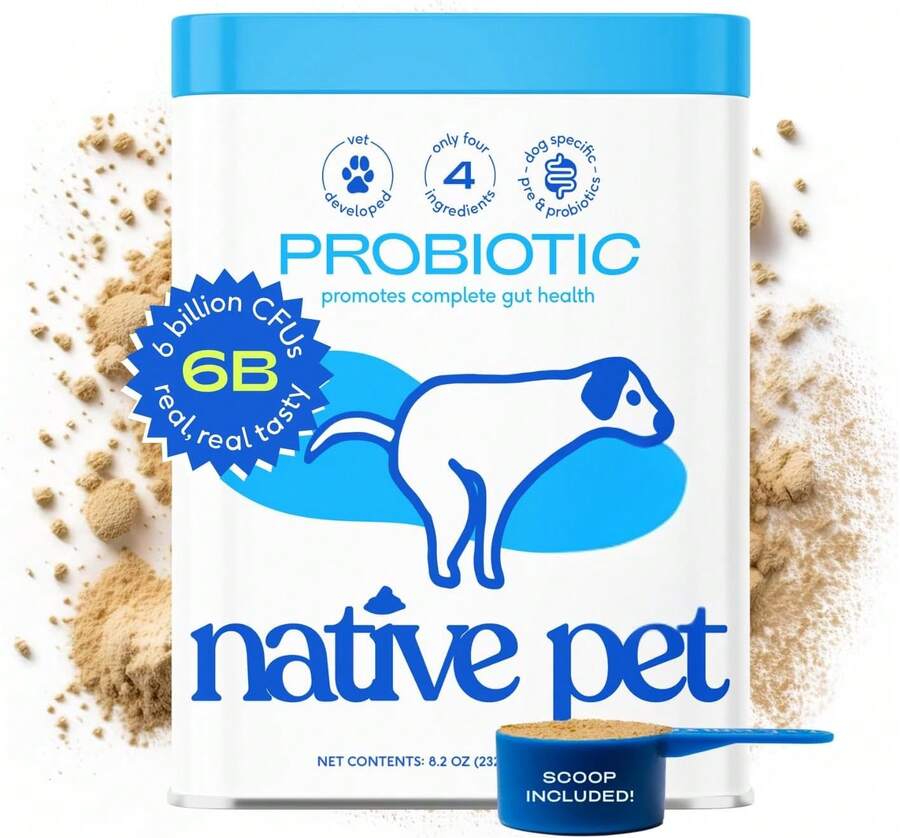 Native Pet Probiotics For Dogs - Dog Probiotics Powder For Digestive Health, Gut Support, &Amp; Immune Boost \U2013 Vet-Formulated Powder For Maximum Potency With Digestive Enzymes &Amp; Prebiotics - 60 Scoops - 240 Probiotic Scoops - View 1