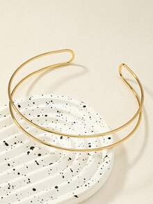 1pc Fashionable Minimalist Metal Line Necklace - Yellow Gold - View 2