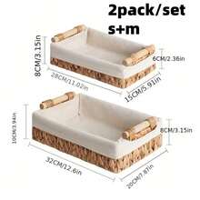 水葫芦和柳条篮套装、乡村风格浴室收纳篮（带衬垫）、木柄厕纸架、家居装饰收纳篮、收纳、化妆品收纳盒、厨房收纳配件、波西米亚风绳花盆篮、天然混合藤条花园装饰、金属框架波西米亚风户外海滨风篮子、几何篮子 - 彩色 - 查看 9