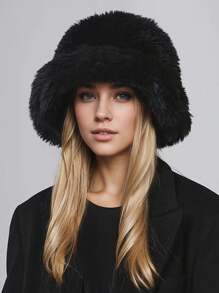 1pc Women Faux Fur Y2K Style Thick Furry Bucket Hat, Suitable For Extremely Cold Days, Outdoor Snow Activity, Daily Wear, Warm In Winter
