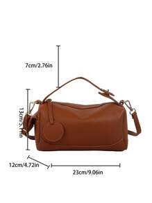 1 Peça Bolsa Oblíqua Fashionável de Cor Sólida Simples de PU com Vários Bolsos, Adequada para Compras Diárias e Uso Casual de Mulheres, Bolsa de Ombro e Bolsa Sacola