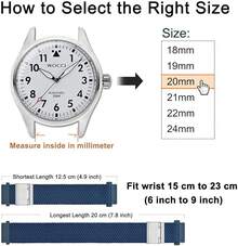 Correa de Reloj de Nylon Trenzado de 22mm para Hombres y Mujeres, Liberación Rápida, Hebilla de Acero Inoxidable Negra (Azul) - Azul (hebilla plateada) - Ver 4