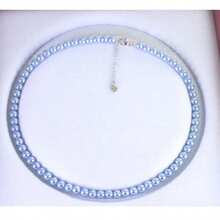 优雅的海蓝色圆形珍珠项链 - 彩色 - 查看 4