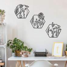 3 piezas de arte de pared con flor de metal, decoración floral, decoración de pared con flor de metal, decoración del hogar con flor de metal, decoración de pared con flor, decoración de pared con flores, regalo de inauguración de la casa