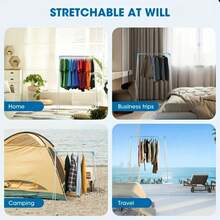 1个可伸缩折叠不锈钢晾衣架，稳固落地式晾衣架，适用于家庭、洗衣、露营和旅行，露营装备 | 现代晾衣架设计，斋月/情人节礼物 - 彩色 - 查看 4