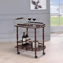 Recreation Room Traditional Merlot Serving Cart - Multicolor - View 2