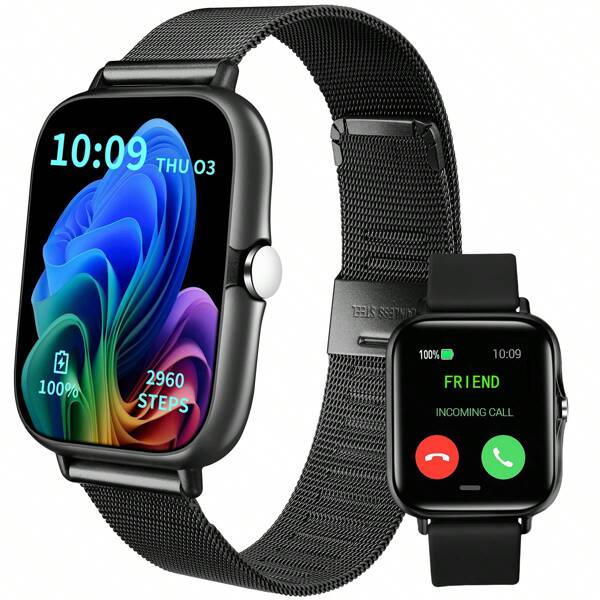Eytlptoc Multifunctional Smart Watch: (Answer/Dial Calls), Step Counter, Calorie, Multiple Sport Modes, Remote Camera Control, Music Playback Control, Alarm, For Women & Men, 1.85" Full Touch Screen, Wireless Connection To Smartphones, Fashionable Wearable & Lightweight Watch