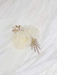 1pc Valentine's Rose Wrist Corsage, Gift, Wedding Decoration, Bridal And Bridesmaids Accessory, Wedding Birthday Party