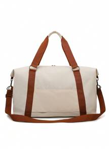 Bolsa de Viagem Multifuncional Unissex com Impressão de Letras em Cores Contrastantes, Grande Capacidade de Armazenamento de Roupas, Alça de Ombro Ajustável e Destacável, Adequada para Viagem, Férias, Esportes e Fitness, Acessórios Escolares