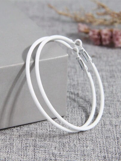 1 Pair Fashionable Minimalist Fluorescent White & Colorful Candy Color Elegant Hoop Earrings For Women