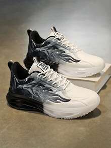 Men's Street Style Running Shoes, Shock Absorbing & Breathable, Comfortable, Non-Slip Lace-Up Durable Sports Shoes, Suitable For Outdoor Activities