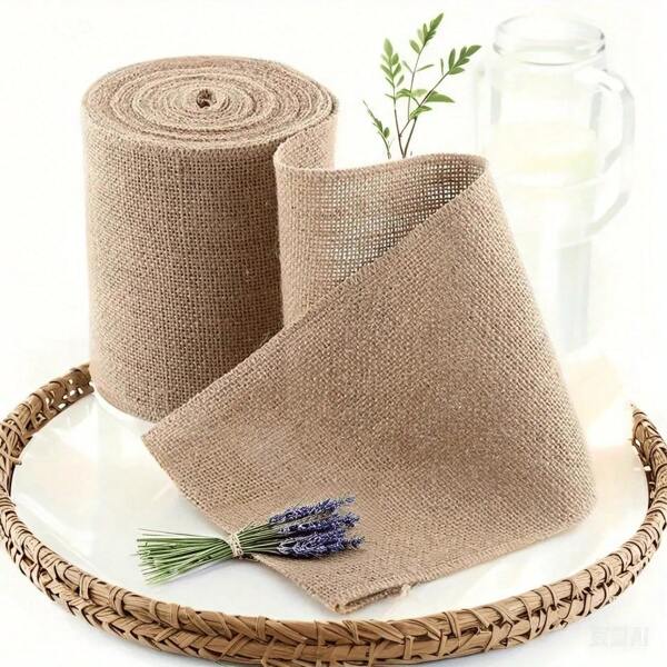 1 pieza Rollo de tela de arpillera natural lavable de primera calidad - Anticorrosión, tela de paisaje personalizable, adecuada para jardinería, decoración del hogar, protección contra heladas y manualidades, color beige natural