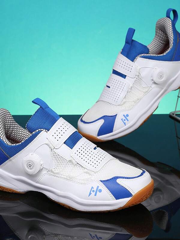 Drehbare Schnalle Badminton Schuhe für Herren und Damen, Kohlefaser Platte rutschfeste atmungsaktive Tennisschuhe, professionelle leichte Sommer Badminton Schuhe