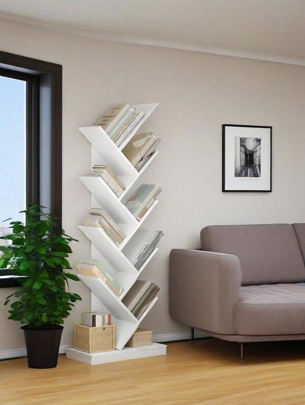 libreria-Libreria Robusta e Capiente - Facile da Installare, Stabile e Durevole per Studio, Soggiorno e Ufficio ,25P x 50l x 131.5H cm
