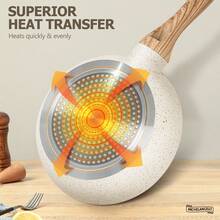 MICHELANGELO Frying Pans Nonstick Frying Pan With Lid Large 12 Inch Pan With Ergonomic Handle All Cooktops Compatible - Milky White - View 6