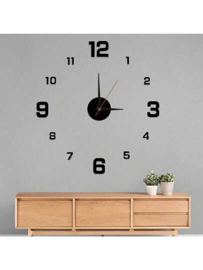 Pc, Creative DIY Digital Wand Clock, 3D Acrylic Three Dimensional Texture Home Frameless Silent Bedroom, Living Room, Office, Dining Room Art ation view 8