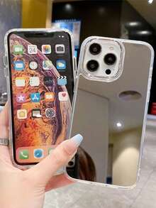 1 件豪华电镀镜面手机壳适用于 Apple 16 Pro Max/15/14/13/12/11/X/Xs/Xr/Xs Max/Plus，亚克力镜面防震保护手机套 - 銀色 - 查看 9