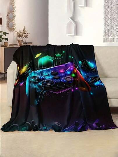 1 pezzo, Morbida coperta con stampa di videogiochi, adatta per divano, TV, pisolino, campeggio, viaggio, coperta multifunzionale da regalo utilizzabile tutto l'anno, per ufficio, casa, divano, letto