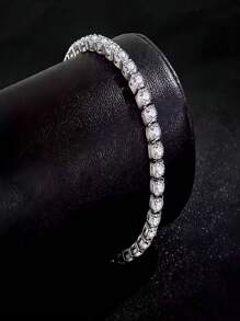 1 Pc Elegant Shinning Tennis Round CZ Chain Bracelet For Gril Crystal Friendship Bracelet Festivals Wedding Engagement Anniversary Party Gift