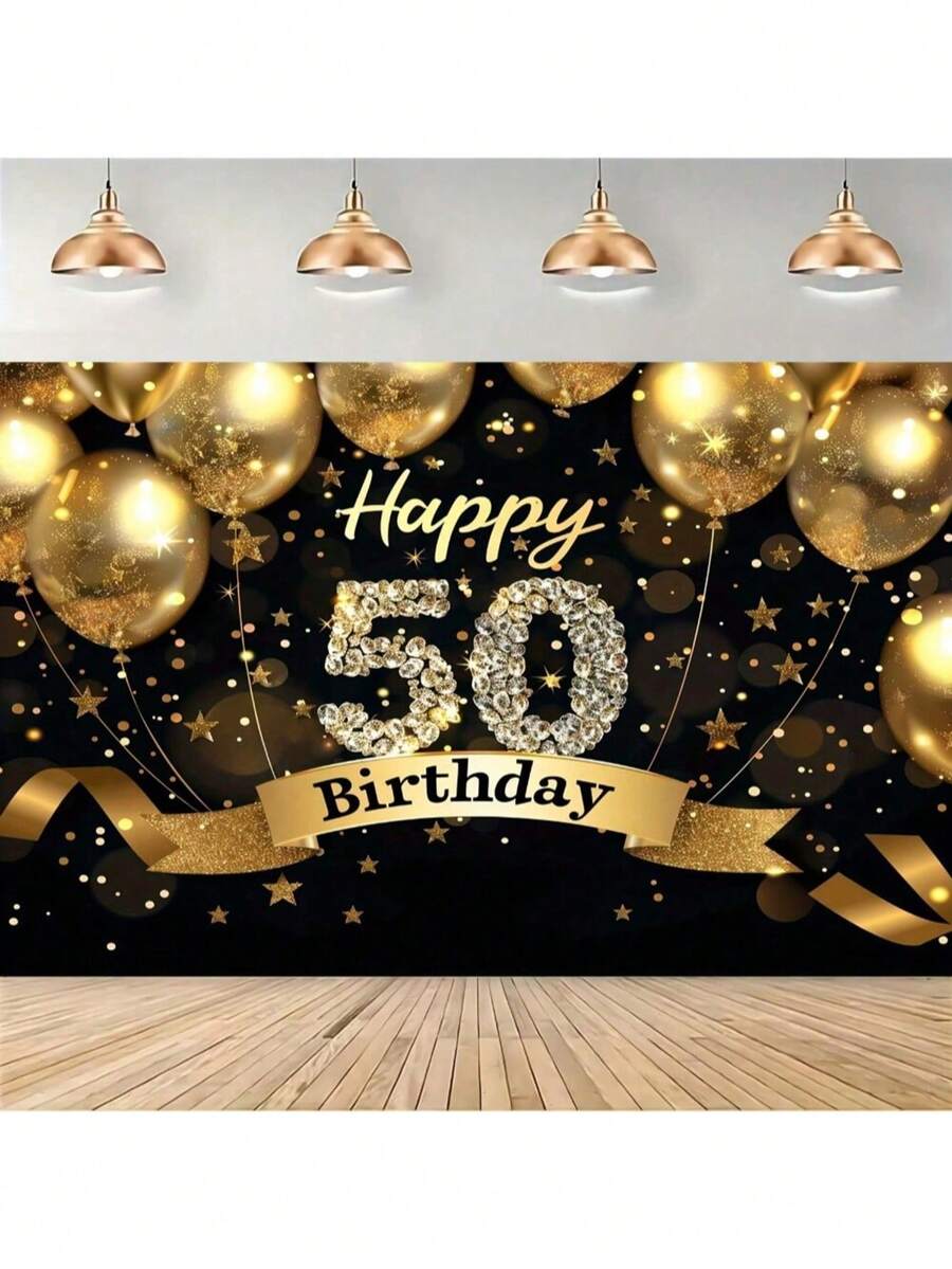 Happy 50th Birthday Banner – Rosa Roségold Hintergrund Aus Vinyl, Für Fotoshootings, Partys & Deko, Nahtlos Bedruckt