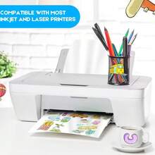 A4 210x297mm Premium Printable Matte Vinyl Inkjet Sticker Paper, 22 Sheets, 8.3x11.7 Inch Sticker Sheets, Suitable For Inkjet Printers - White - View 5