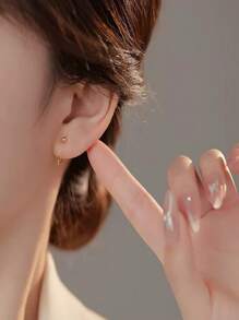 1 Pair Minimalist Ear Tunnel Earrings, Stainless Steel Ear Cartilage Hoop Earrings