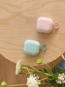 Pink Polka Dot Simple Design Earphone Case + Lanyard Set, Compatible With Apple Pro2/ Pro/ 4/ 3/ 2 - Pink - View 2