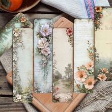 30 件复古花卉风格优雅书签，适合节日礼物、装饰性阅读卡、书签、文具礼品，适合读书俱乐部读者、作家和教师、学校用品、返校 - 彩色 - 查看 8