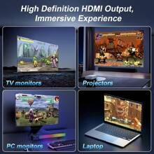 Wireless Retro Gaming Console Stick, Plug And Play TV Video Games Stick With Built-In 18 Emulators, Retro Drive 20000+ Games, 4K - 黑色 - 查看 3