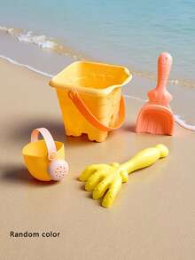 8件/4件/2件/1件儿童软橡胶沙滩玩具套装，挖沙挖土玩水软橡胶材质耐用，包含沙滩桶、小鸡漏斗沙盘、洒水器、铲子、耙子、恐龙动物模具等，颜色随机，适合3-6-12岁男宝宝女宝宝沙滩户外玩沙。