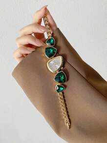 1pc New Casual Fashion Ladies' Bracelet Watch, Unique Design Dial Decorated With Crystals, Rhinestone Embellished Watchband, Alloy Quartz Watch, Gift As A Gift For Students Returning To School