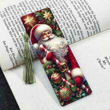 3pcs/Set Santa Claus & Reindeer Elegant Bookmarks Decor With Random Tassel, Crafts Creative Set, Perfect Gift For Readers, Colleagues, Friends And Family,School Supplies,Back To School