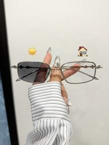 1副女士复古优雅金属眼镜，适合日常通勤、工作办公佩戴 - 銀框 - 查看 3