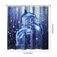 1 pièce Rideau de douche thème océan, rideau de douche à motif de dauphins et de diamants, décoration de salle de bain avec 12 crochets, accessoires de salle de bain, tissu polyester avec crochets, décoration de salle de bain lavable en machine, pleine d'atmosphère naturelle