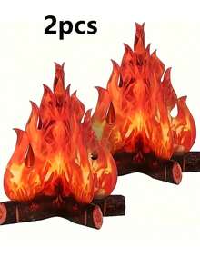 2 件万圣节派对桌面中心装饰，万圣节露营篝火装饰道具，万圣节火焰音乐派对火焰装饰，圣诞节秋季感恩节火坑，适用于室内和室外万圣节派对装饰，圣诞节装饰。秋季装饰秋季装饰 - 彩色 - 查看 8