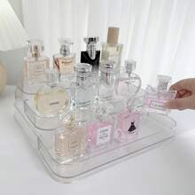 Organizer per trucco in acrilico a 3 ripiani, supporto da bancone in plastica lucida, scatola di stoccaggio cosmetici portatile, adatta per vanità, scrivania, cucina e bagno, senza elettricità richiesta