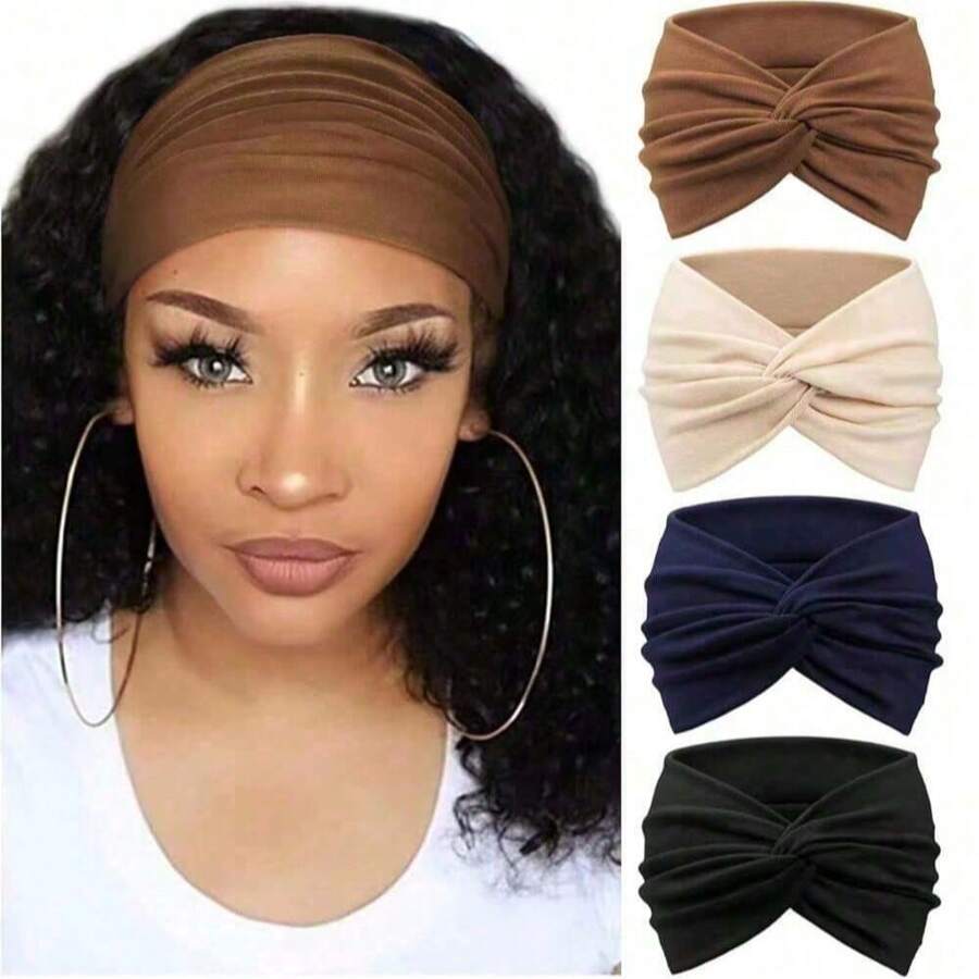 4pcs Women Headband, Boho Style Headscarf, Retro Turban Headband Hair Accessories, Suitable For Yoga, Running, Sports