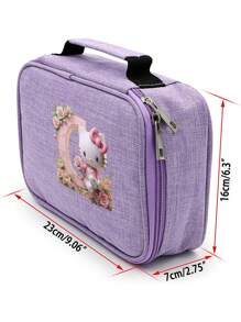 Sanrio Trousse à crayons à fermeture éclair grande capacité avec motif imprimé Lettre Hello chat - Étui à crayons multifonctionnel avec 72 fentes, étui à crayons de couleur portable avec 2 housses amovibles, trousse, sac scolaire, fournitures scolaires, rentrée scolaire