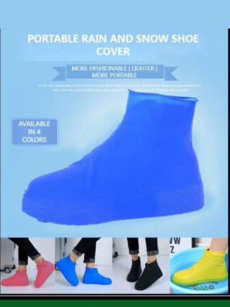 1pair Silicone Waterproof Thickened Non-Slip Shoe Covers - Reusable Non-Slip Rain Boots For Outdoor Use,Outdoor Rubber Latex Shoe Covers