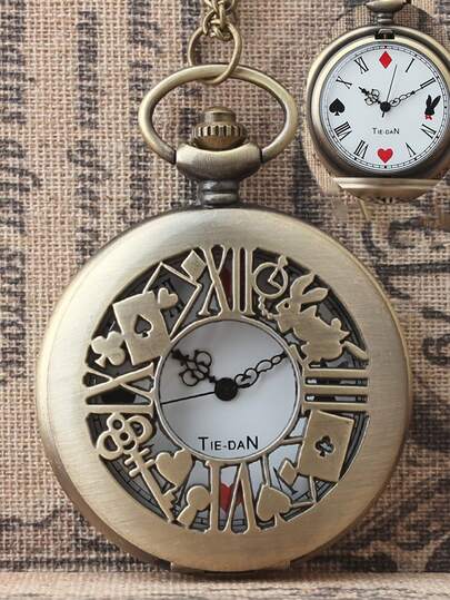 Nueva cadena de reloj de bolsillo vintage con diseño hueco de flores y conejo, versión mejorada, regalo para amigos