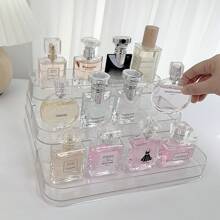 Organizer per trucco in acrilico a 3 ripiani, supporto da bancone in plastica lucida, scatola di stoccaggio cosmetici portatile, adatta per vanità, scrivania, cucina e bagno, senza elettricità richiesta