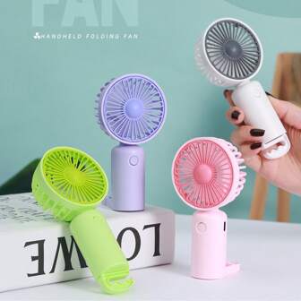 AOYI Mini Handheld Fan, Rechargeable Portable Fan With Hook, 3 Wind Speeds Adjustable, 150mAh Battery, Personal Cooling Fan For Summer, Suitable For Eyelash Makeup, Beach, Home, Office, Commuting, Outdoor, Indoor