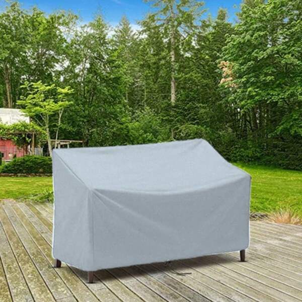 1 pieza Cubierta de silla doble de jardín resistente - Protección resistente al agua y al polvo para todo clima - Diseñada para sillas de terraza y playa al aire libre, resistente a los rayos UV - Adecuada para jardines, bordes de piscina, porches - Duradera y fácil de usar
