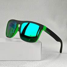 Vintage Style Men's Polarized Fashion Glasses - Lightweight And Durable PC Frame TAC Lenses, Suitable For Activities And Daily Wear With Polycarbonate Material Design - Black Frame, Black and Gray - View 6