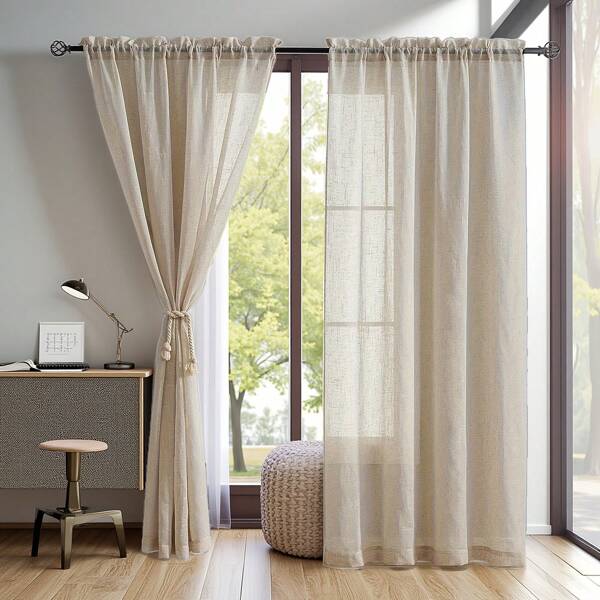 2 pièces Rideaux semi-transparents ressemblant au lin, filtrant la lumière, offrant une protection de la vie privée, lavables en machine, anti-poussière et thermoisolants. Convient pour le salon, la cuisine, la salle à manger, la chambre à coucher, les décorations extérieures et les fêtes
