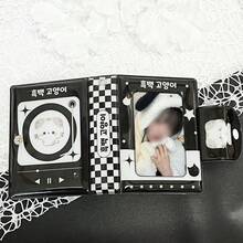 1pc K-Pop Photo Card Album, PU Material Music Black Cat Photo Card Holder, Cute Ins-Style 3-3.5in Photo Card Book, Suitable For Star Album Cards, Anime & Game Peripherals Card Storage & Protection - Black and White - View 4