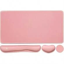Large Mouse Pad Desk Dad, 4-In-1 Keyboard Wrist Rest Pad & Wrist Support Mouse Pad Set, Extended Desk Pad Waterproof Desk Home Office Study Game-Blue Marble - Pink - View 1